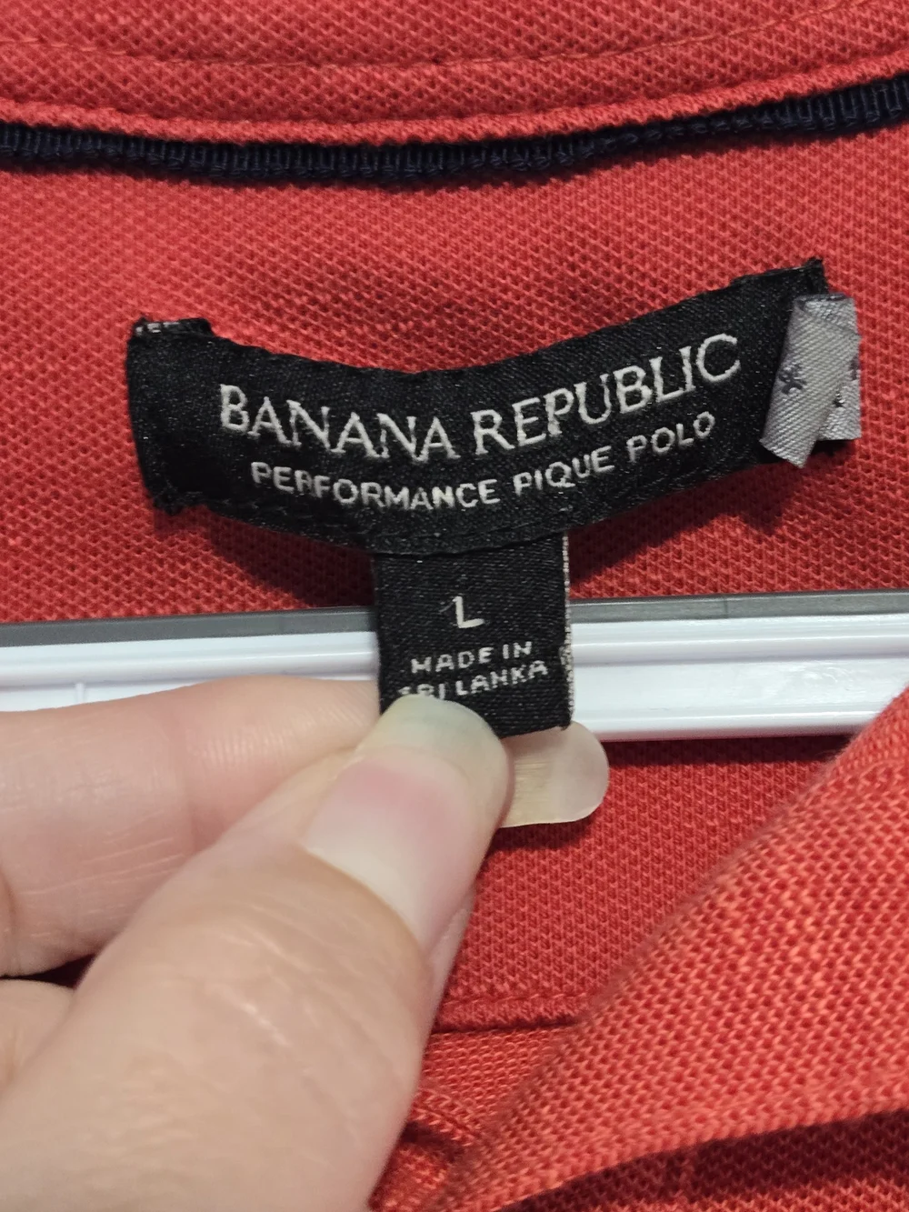 Banana Republic Mens Large Performance Pique Polo Shirt Coral Red Pocket
